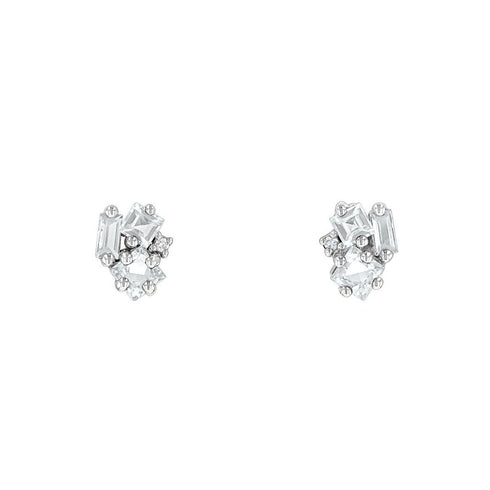 Nadima White Topaz Cluster Studs - 1